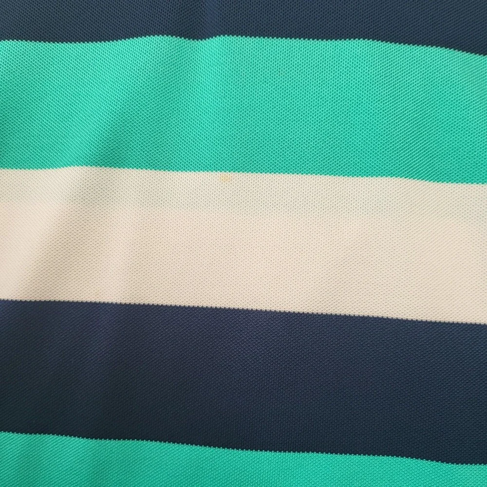 RLX‎ Ralph Lauren Polo Shirt Mens Large Blue Green Striped Golf Short Sleeve